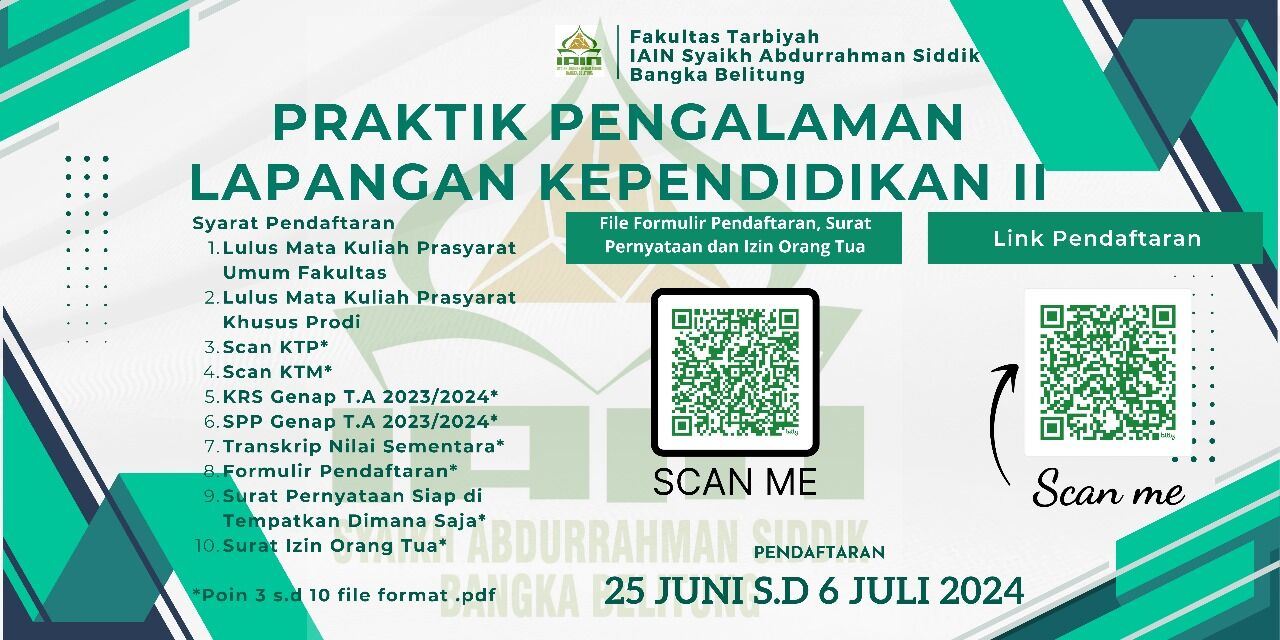 PENDAFTARAN PPLK II MAHASISWA FAKULTAS TARBIYAH TAHUN 2024