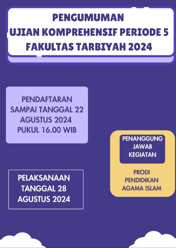 PENDAFTARAN UJIAN KOMPREHENSIF PERIODE V FAKULTAS TARBIYAH TAHUN 2024