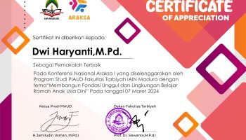 DOSEN PRODI PIAUD FAKULTAS TARBIYAH TERPILIH PEMAKALAH TERBAIK DI  KONFERENSI ARAKSA I